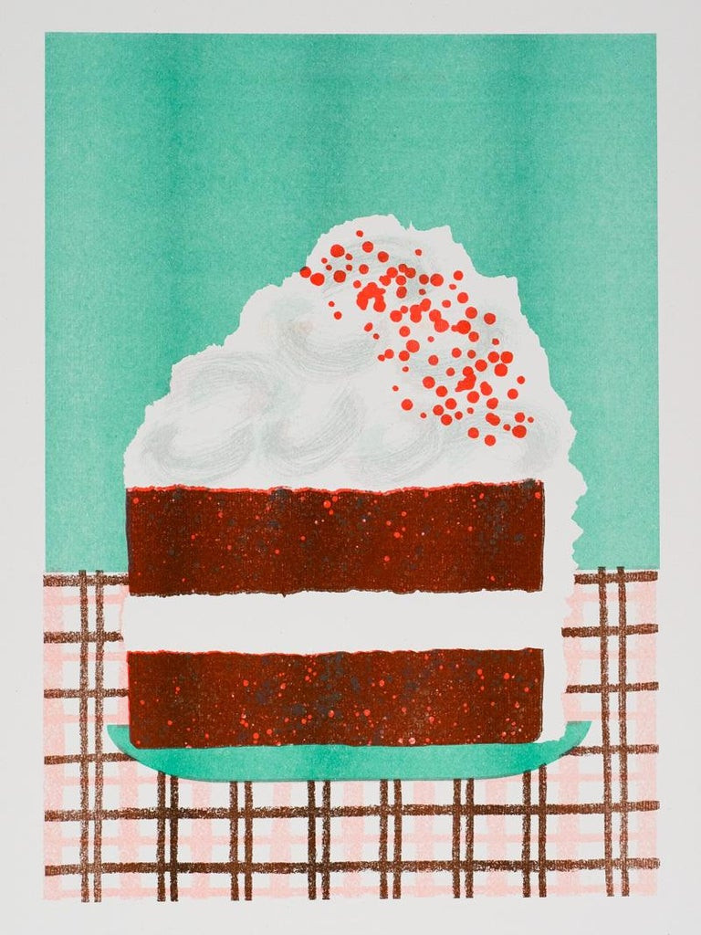 Red Velvet Cake Slice Risograph Print | 1stDibs
