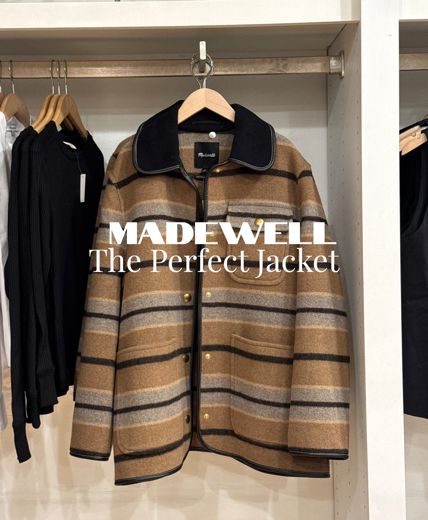 The most perfect wool jacket. This runs a little oversized. I loved the weight- not too thick but extremely warm! The neutrals match everything

#chorejacket #winterwear #barnjacket