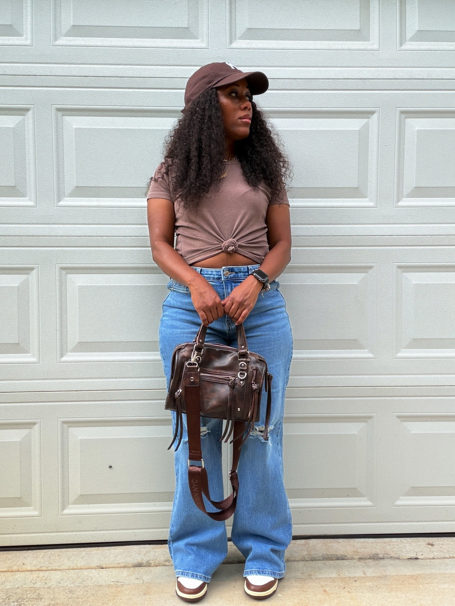 Brown is definitely having a moment 🤎 I paired this Old Navy snug rib tee with Walmart wide leg jeans, a brown NY baseball hat, and a brown faux leather bag for an easy everyday outfit that's comfortable, casual, and put together. Perfect if you're looking for affordable fashion, casual summer outfits, or everyday style with wide leg jeans.

#LTKootd #LTKOver40 #LTKPetite