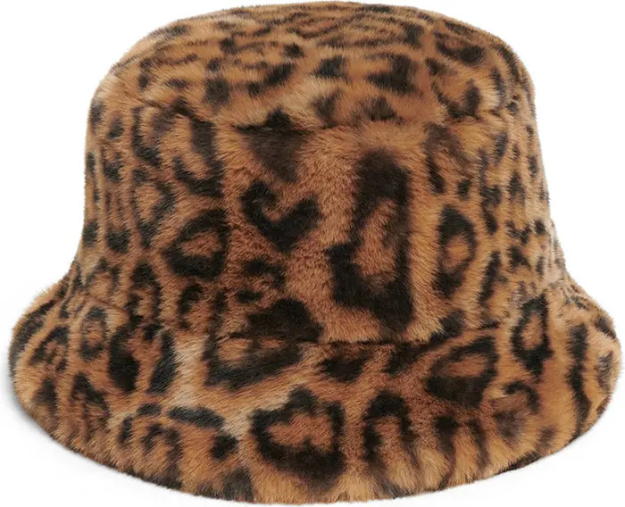 Amara Leopard Pluche™ Faux Fur Bucket Hat | Nordstrom