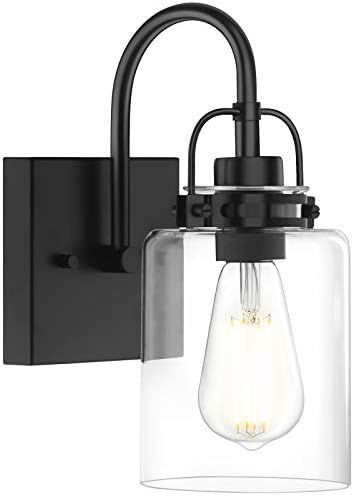 Sconce Wall Lighting, 1 Light Matte Black Bathroom Light Fixtures, Metal Vanity Light with Clear ... | Amazon (US)