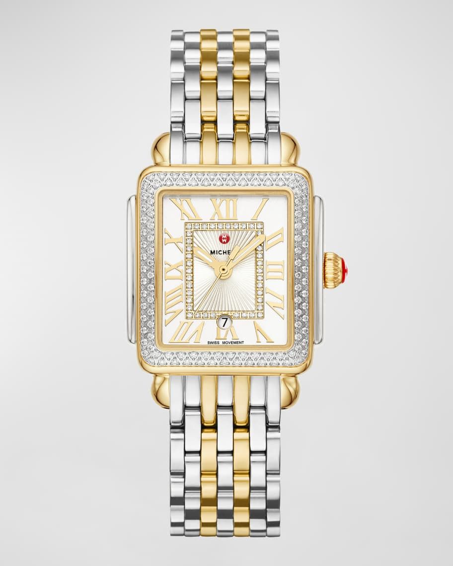MICHELE Deco Madison Mid Two-Tone Diamond Watch | Neiman Marcus