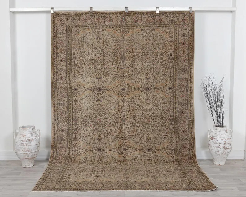 Faded Vintage Turkish Oushak Rug 7x10: Hand-knotted Wool Floral Carpet | Etsy (Global)
