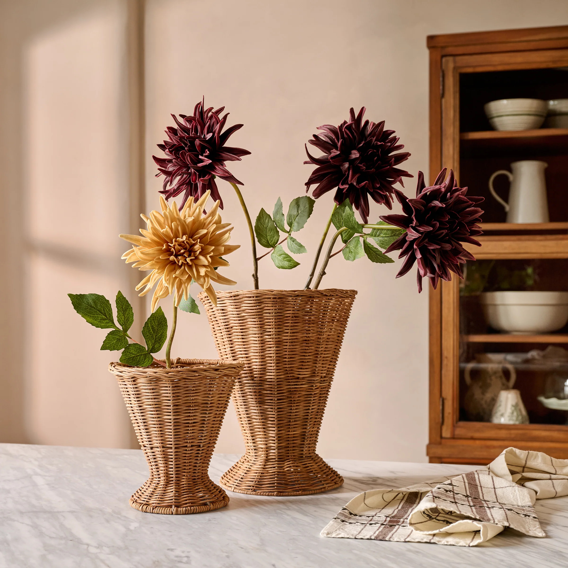 Atlas Woven Rattan Vase | Magnolia