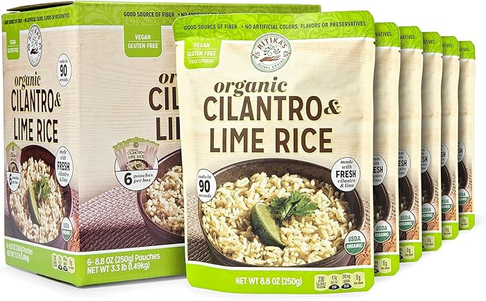 Ritika\u2019s Global Grains Certified Organic Cilantro Lime Rice, Ready in 90 Seconds, 8.8 oz Pou... | Amazon (US)