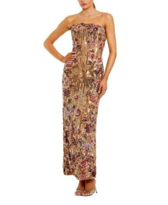 Floral Sequin Strapless Column Ankle Dress | Bloomingdale's (US)