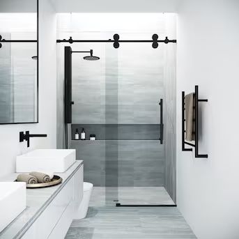 VIGO Elan Matte Black 56-in to 60-in x 74-in Frameless Sliding Shower DoorItem #1240771 |Model #V... | Lowe's