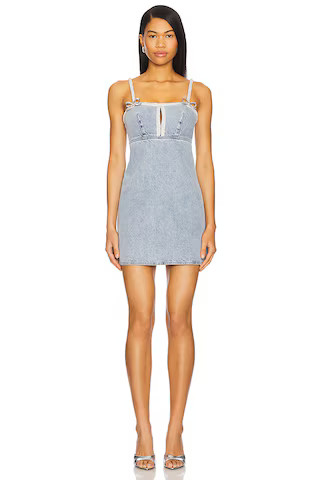 self-portrait Denim Pearl Mini Dress in Blue from Revolve.com | Revolve Clothing (Global)