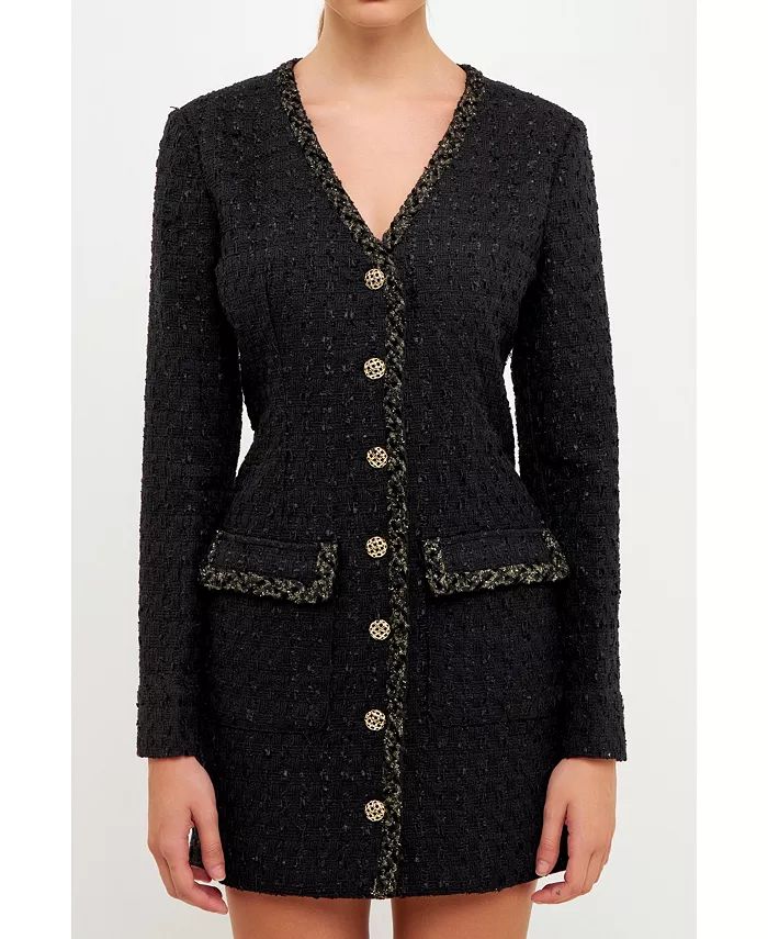 Women's Trim Detail Tweed Dress | Macy's