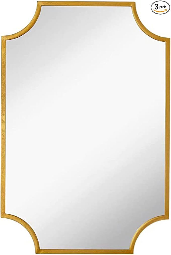 Hamilton Hills Metal Framed 24x36 inch Gold Scalloped Mirror | Large Rectangle Decorative Mirrors... | Amazon (US)