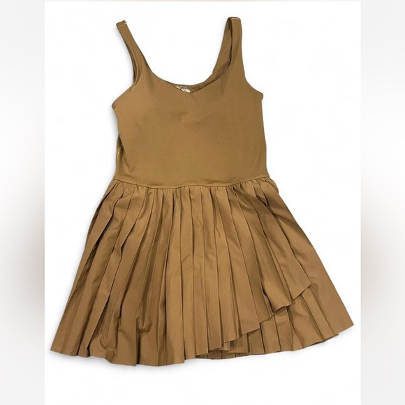Aerie Tan Pleated Tennis Dress with Built In Shorts and Padded Bra | Poshmark