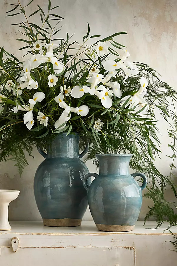 Blue Terracotta Double Handle Vase | Anthropologie (US)