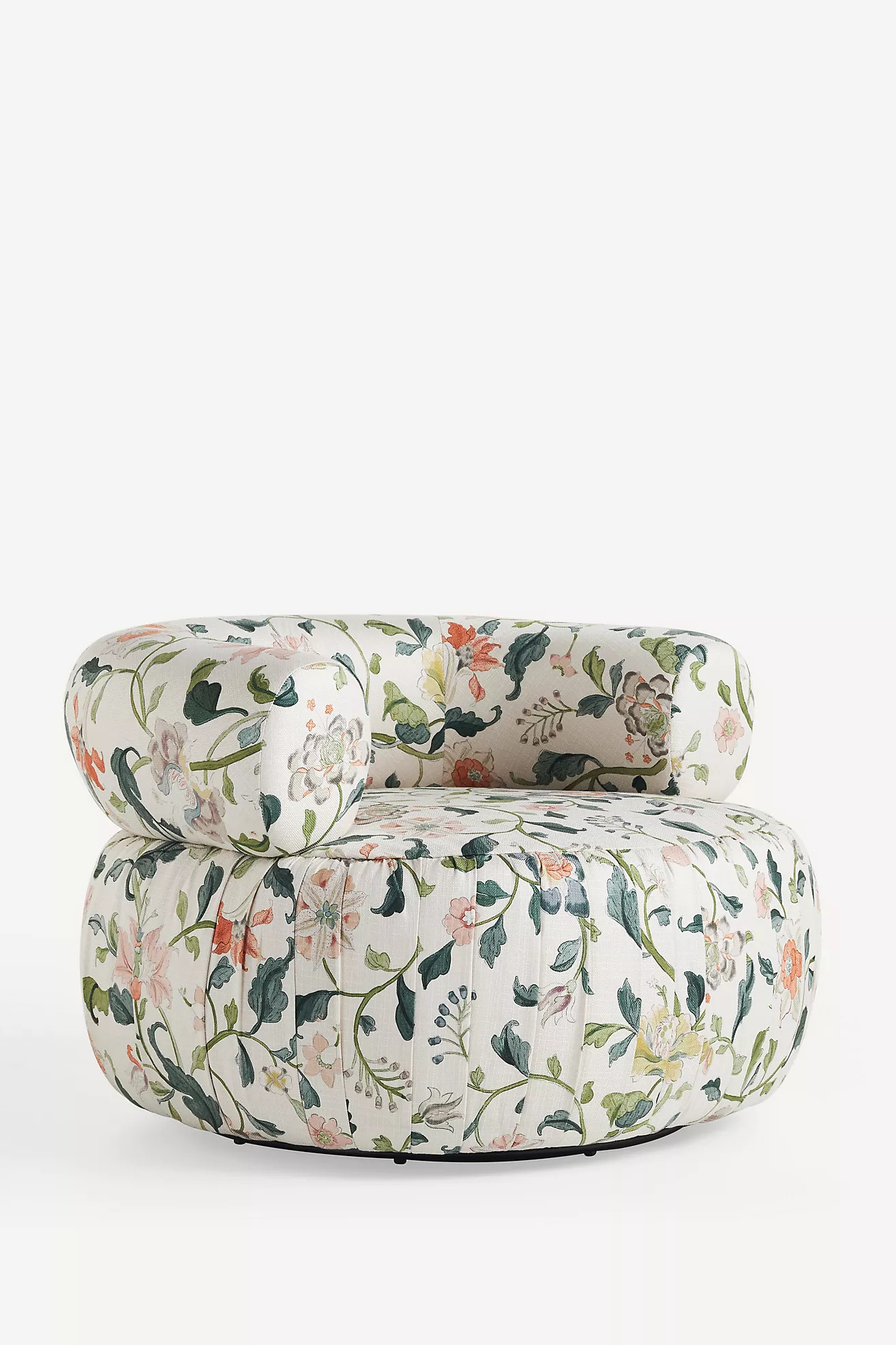 Martinique Hattie Floral Pleated Swivel Chair | Anthropologie (US)