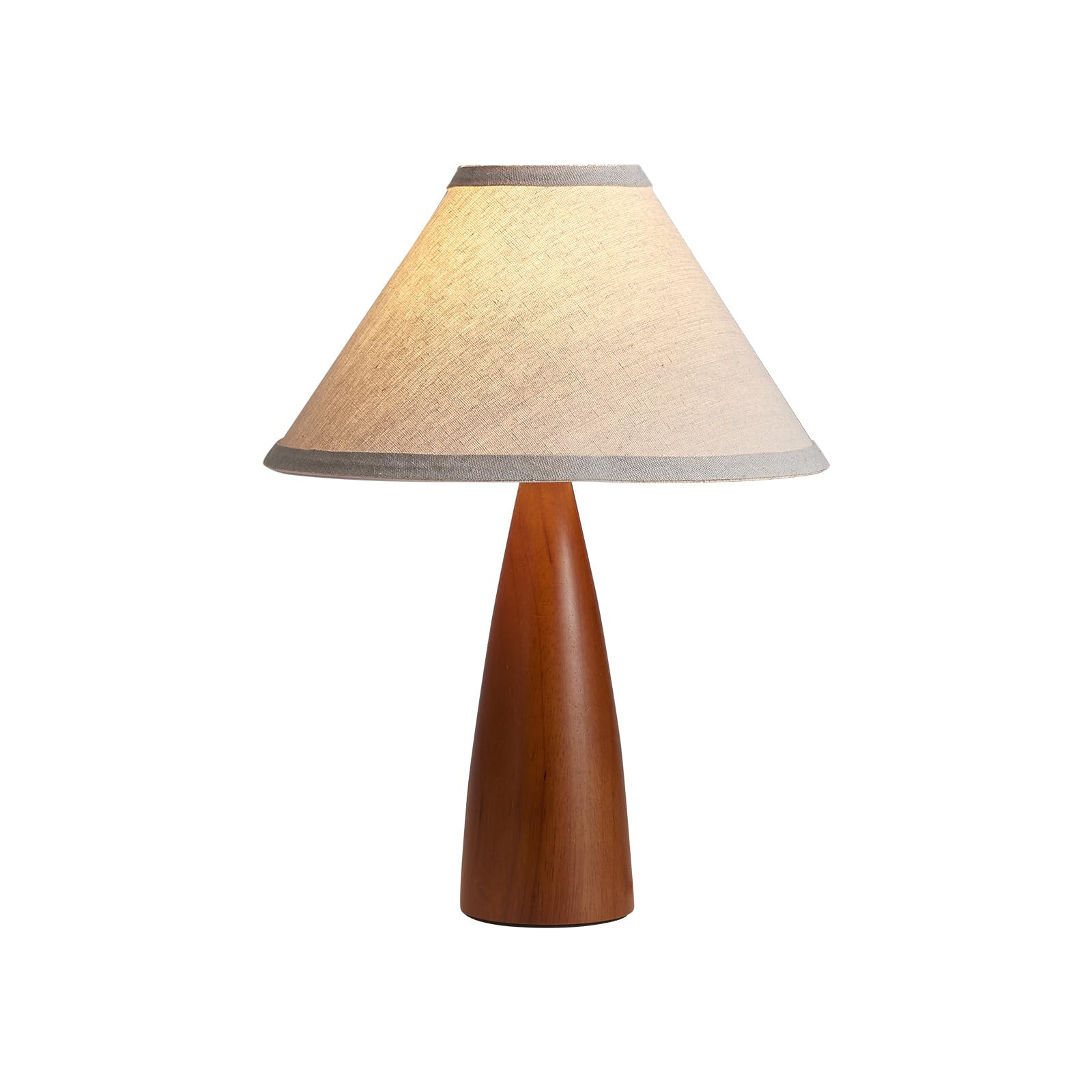 Bedside Table Lamp for Bedroom, Mid-Century Modern Plug in Fabric Shade & Solid Wood Base Desk La... | Amazon (US)