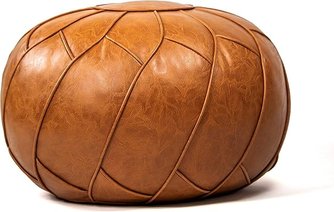 Moderner Faux Leather Pouf Unstuffed Ottoman Moroccan Footstool, Floor Footrest Cushion, Storage ... | Amazon (US)