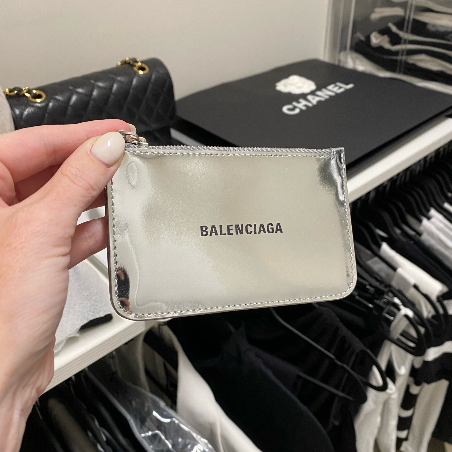 Balenciaga silver mirror card cash holder. 

#LTKItBag #LTKStyleTip #LTKTravel