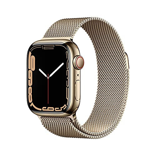 Apple Watch Series 7 (GPS + Cellular, 41mm) Gold Stainless Steel Case with Gold Milanese Loop (Renewed) | Amazon (US)