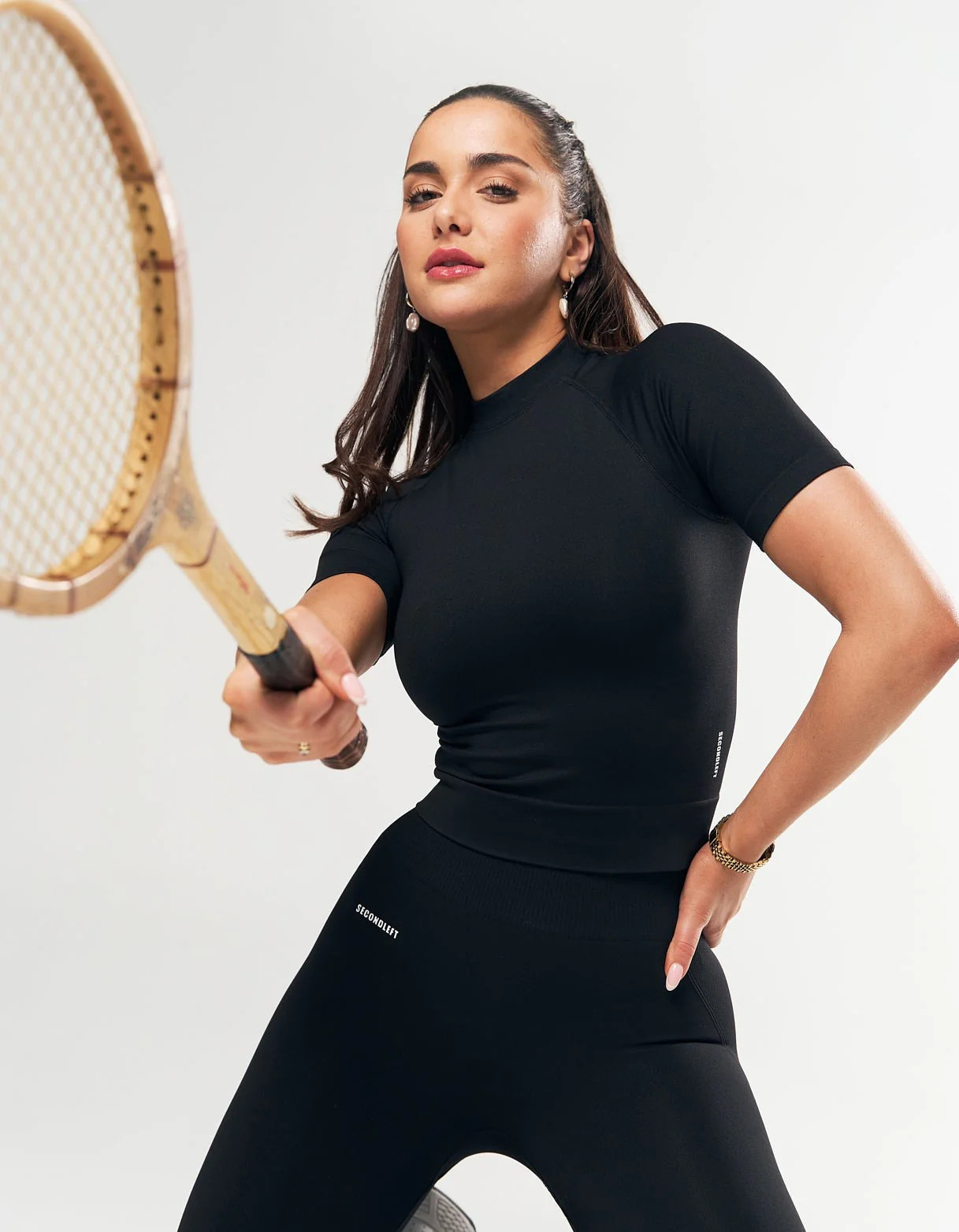 Seamless High Neck Tee - Black | SECONDLEFT 