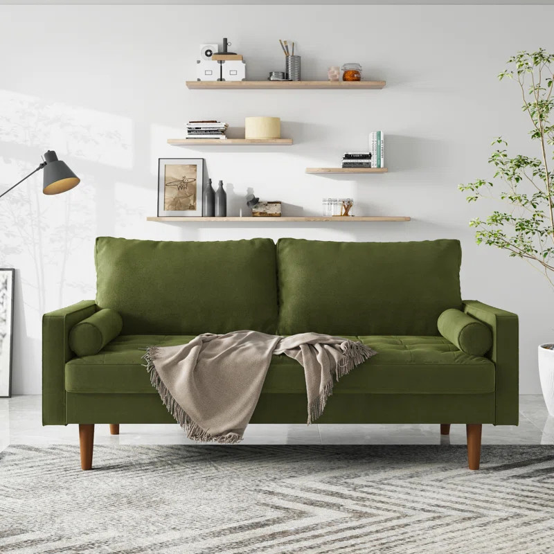 Sellner 70" Velvet Square Arm Tufted Seat Sofa | Wayfair North America