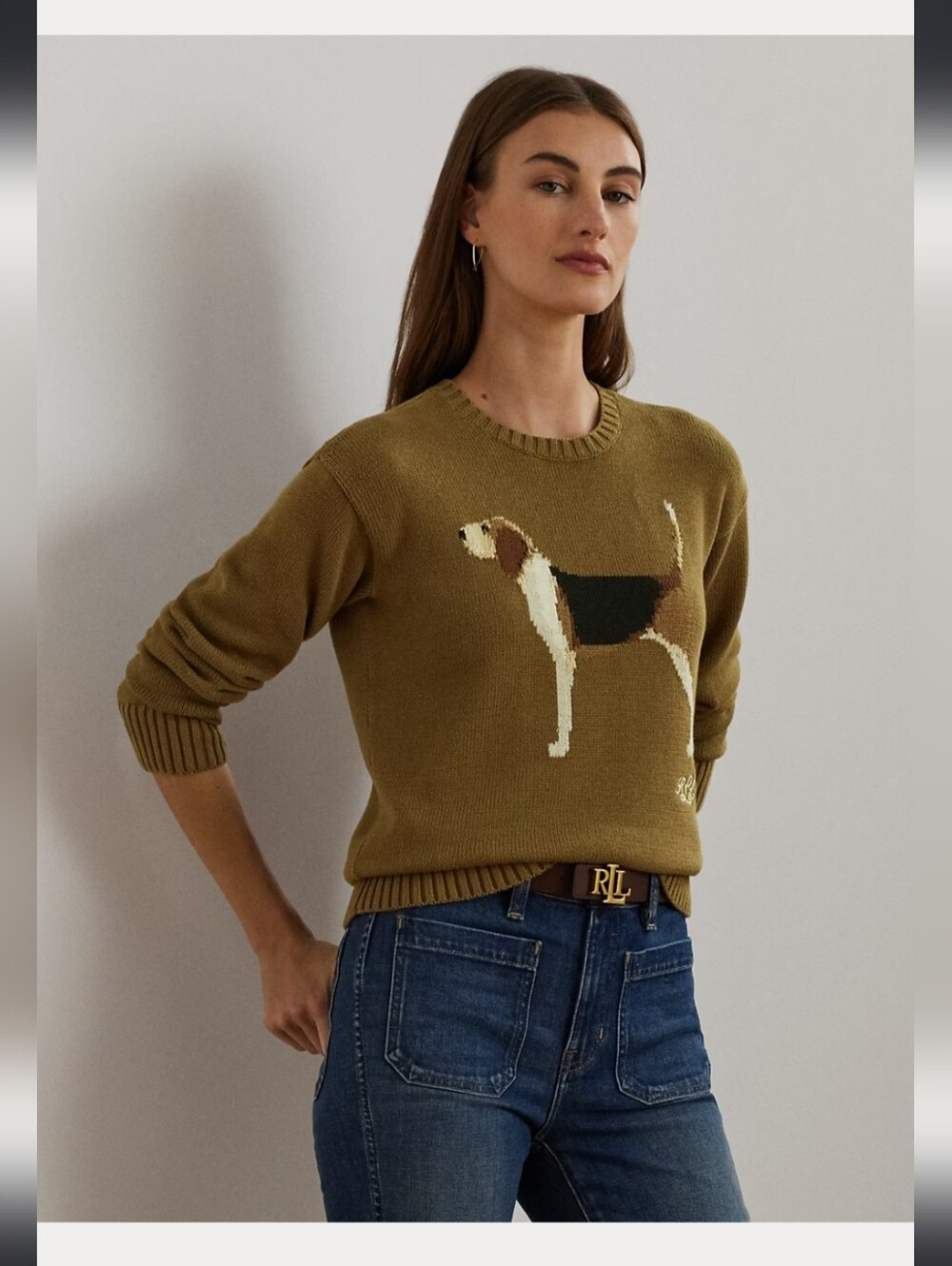 \ud83d\udc15 Ralph Lauren Crewneck Sweater with Beagle Dog Intarsia Knit Cotton XS RTR | Poshmark