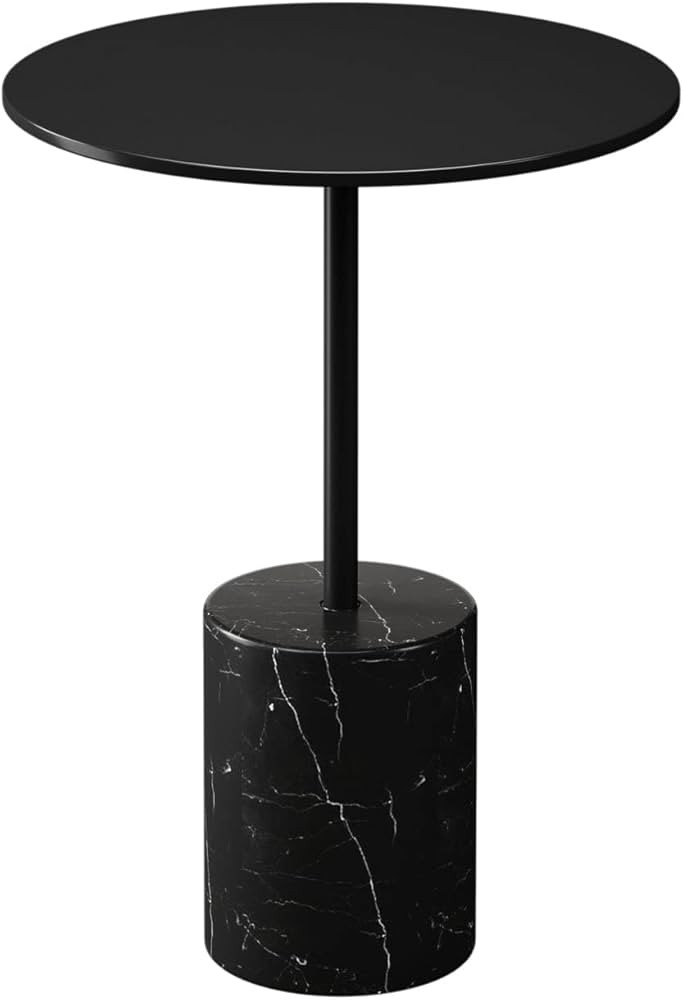 Aron Living Poke 12.6" Mid-Century Marble and Metal Side Table in Black | Amazon (US)
