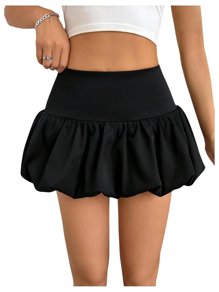 Milumia Girl High Waist Mini Bubble Skirt Y2K Cute Pleated Ruffle Short Skirts | Amazon (US)