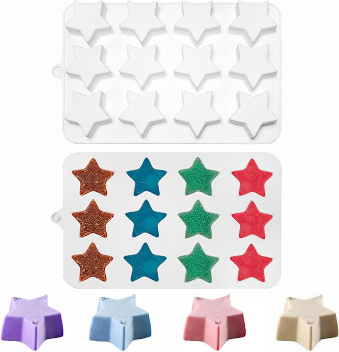 Star Chocolate Mold 2 Pack Star Shape Candy Gummy Jello Pudding Soap Cookie Silicone Molds Fourth... | Amazon (US)