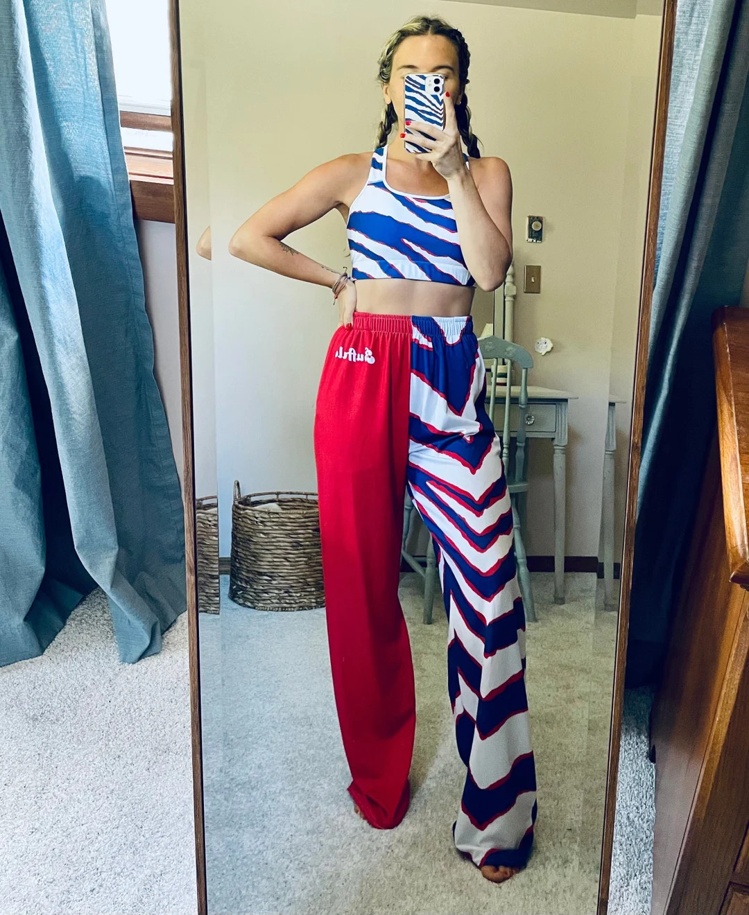 Scoutiez Color Block Pants in Red | Etsy (US)