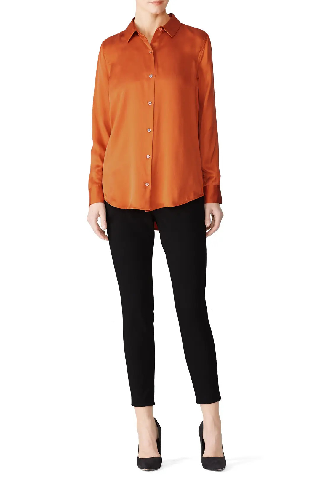 Equipment Orange Essential Blouse | Rent The Runway