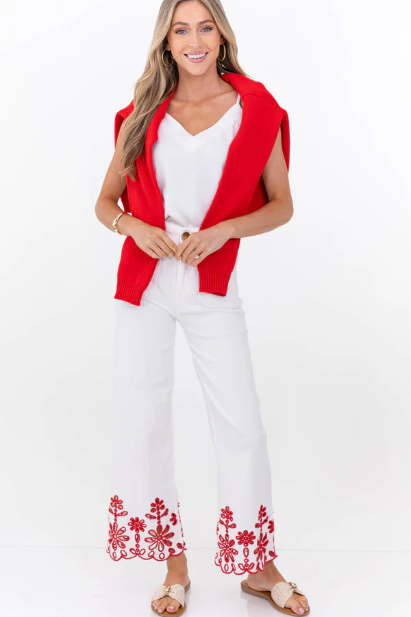 Big Dreams White Embroidered Jeans | The Mint Julep Boutique