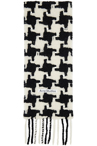 White & Black Houndstooth Scarf | SSENSE