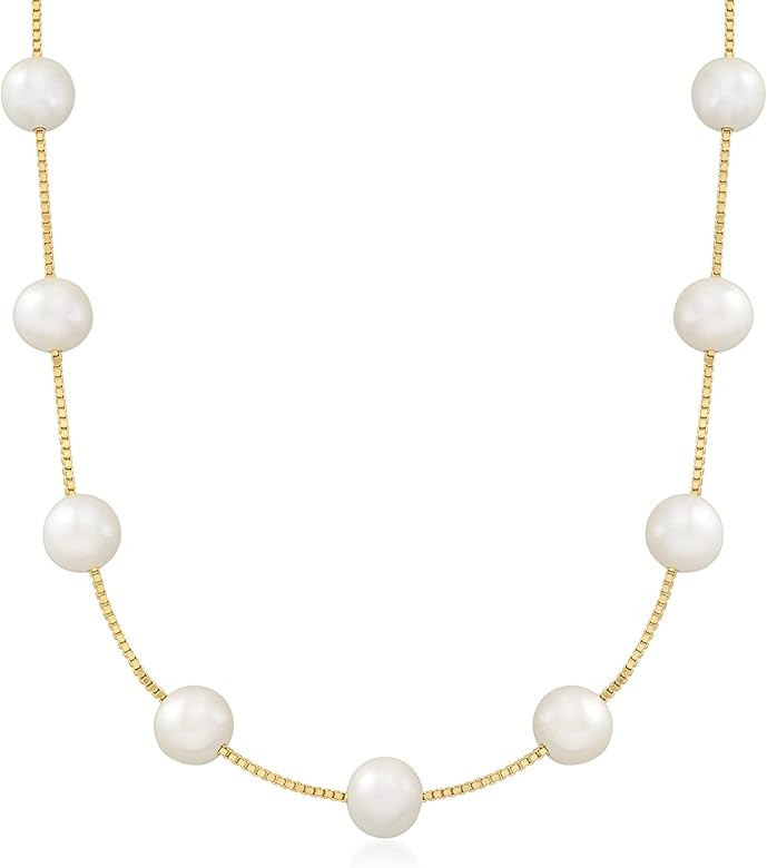 Ross-Simons 8-8.5mm Cultured Pearl Station Necklace in 18kt Gold Over Sterling | Amazon (US)