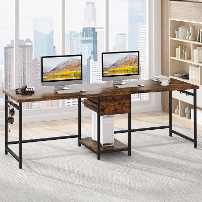 LITTLE TREE 78.7" Computer Desk Brown | Target