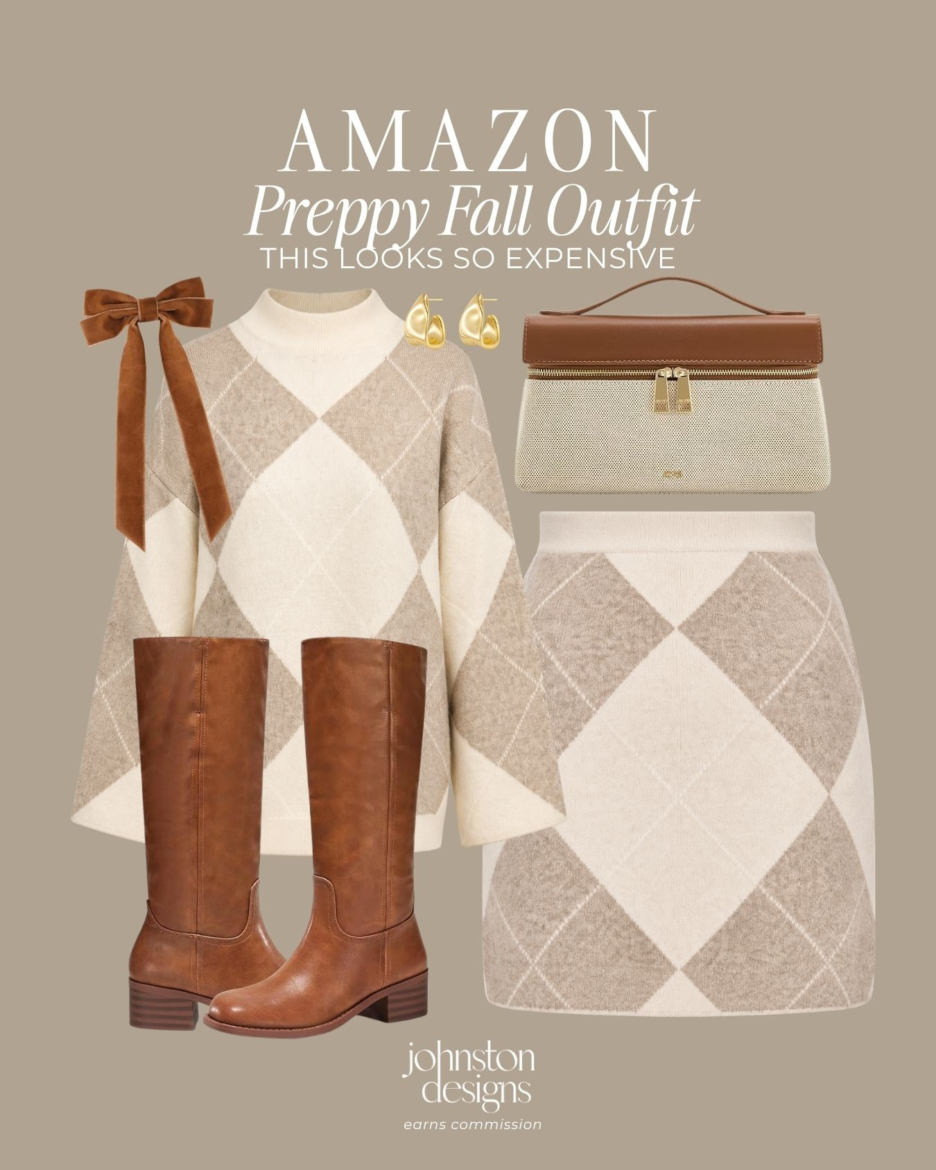 This Amazon argyle set looks so much more expensive than it is. 🤎 Pair the cozy sweater and coordinating skirt with tall cognac boots, a structured bag and a velvet bow for classic preppy fall style.

Amazon argyle matching set, preppy fall outfit, expensive-looking Amazon fashion, sweater skirt set, cognac knee-high boots, classic autumn style, affordable fall fashion, neutral fall outfit

#amazonfashion #amazonfinds #preppystyle #falloutfit #argylestyle #affordablefashion #fallfashion #matchingset #amazonstyle
 

 #LTKootd #LTKSeasonal