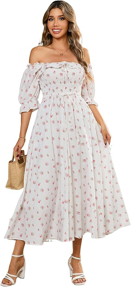 R.Vivimos Women Summer Half Sleeve Cotton Ruffled Vintage Elegant Backless A Line Flowy Long Dres... | Amazon (CA)