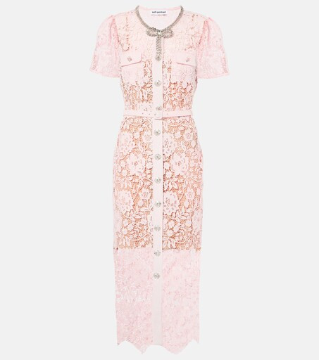 Abito midi in pizzo con cristalli | Mytheresa (IT)