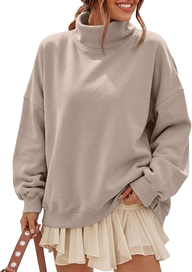 Trendy Queen Women’s Fleece Oversized Mock Neck Sweatshirts with Pockets | Fall Winter Soft Coz... | Amazon (US)