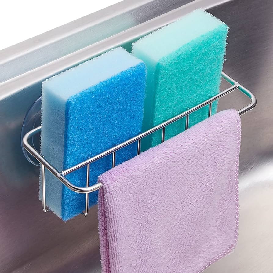 TESOT Sink Caddy Sponge Holder for Kitchen Sink Dish Cloth Hanger 2 Suspension Options(Suction Cu... | Amazon (US)