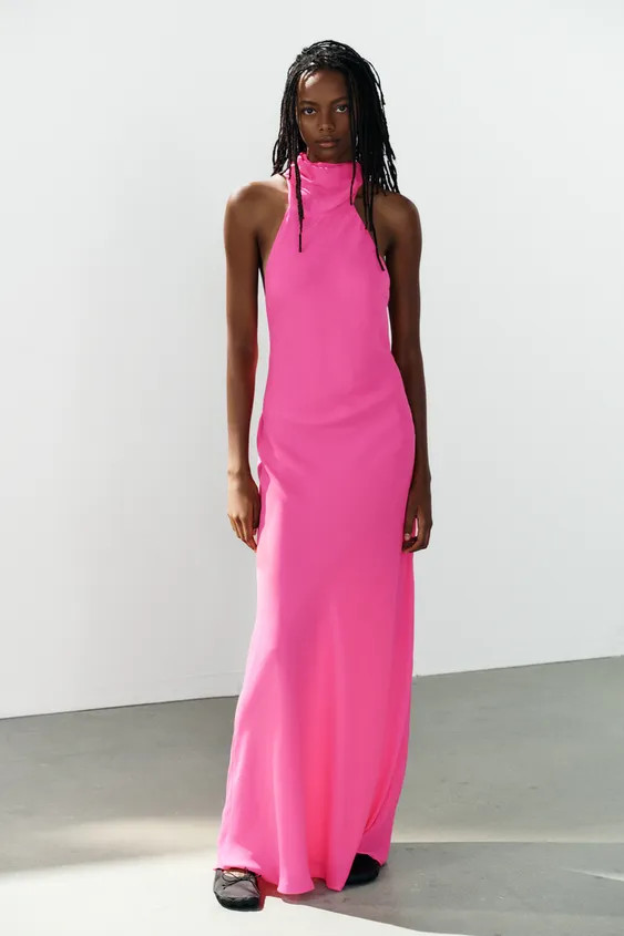 HALTER NECK TIE MAXI DRESS | Zara US