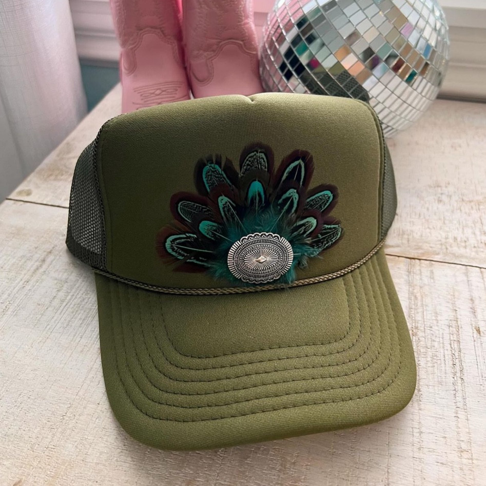 TRUCKER HAT from Krazy Cowgirl Co. on instagram! 🌵🩷🦋🪩⚡️ Go follow!!! 