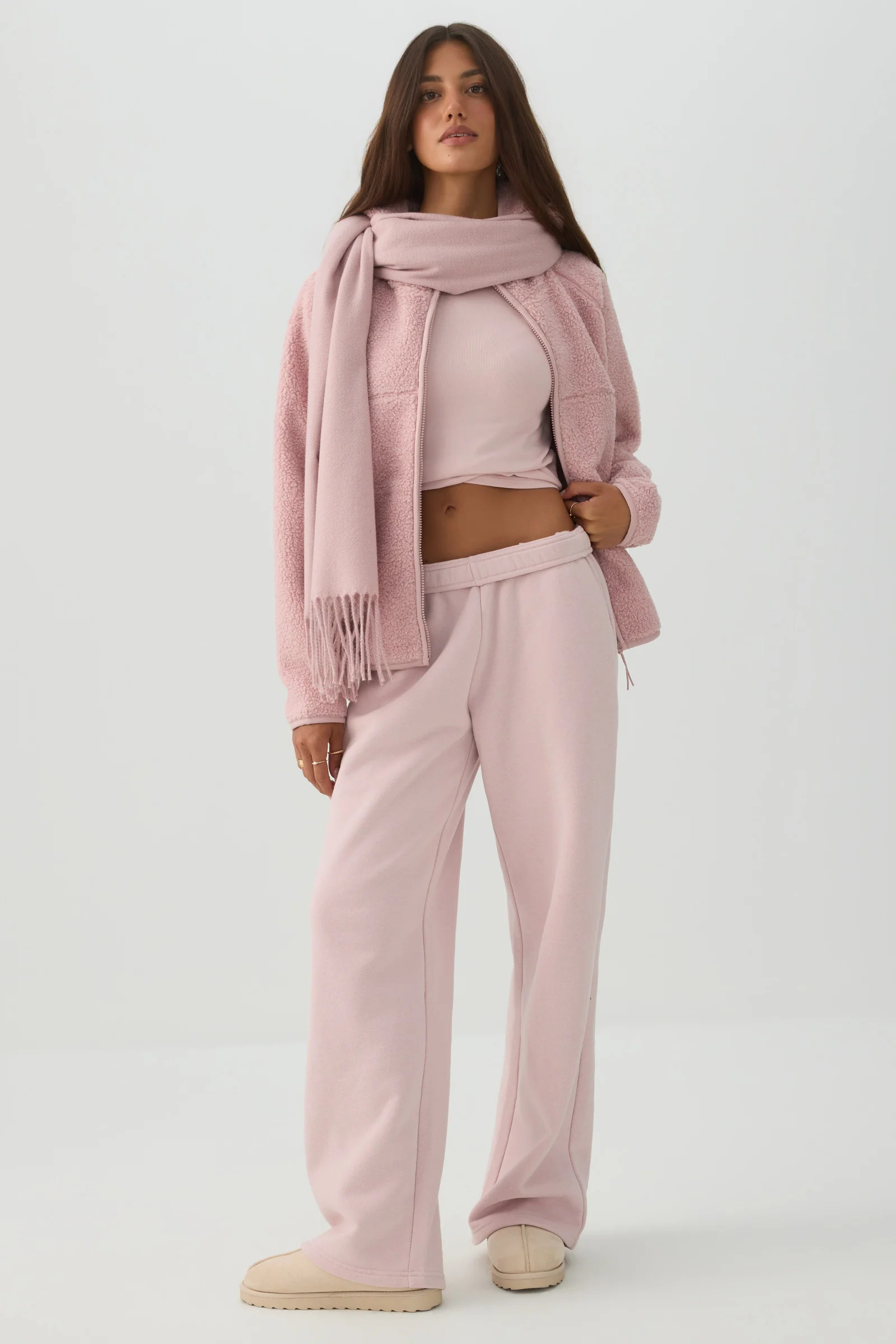 MADESOFT\u2122 Fleece Straight Leg Sweatpants Apple Blossom | Ardene Canada | Ardene US