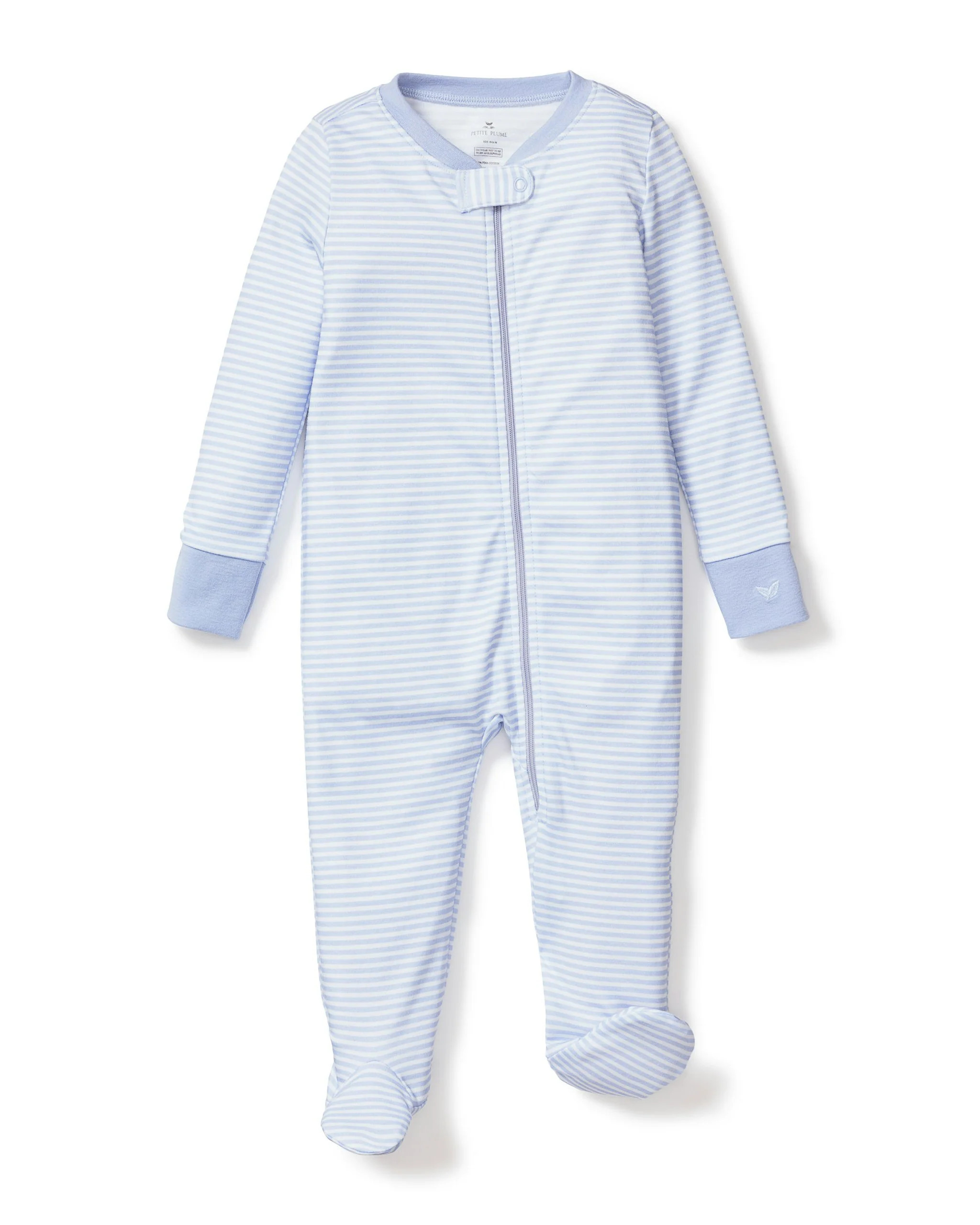 Baby's Pima Romper in Blue Stripes | Petite Plume