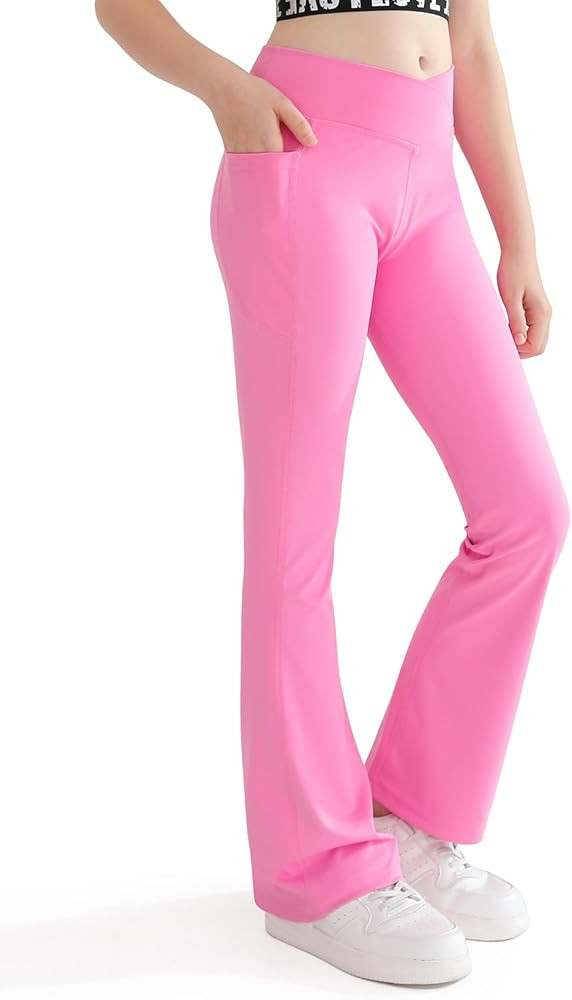 Nutyomi Girls Flare Yoga Leggings Cross High Waisted Flared Pants Dance Cute Activewear Kids Pant... | Amazon (US)
