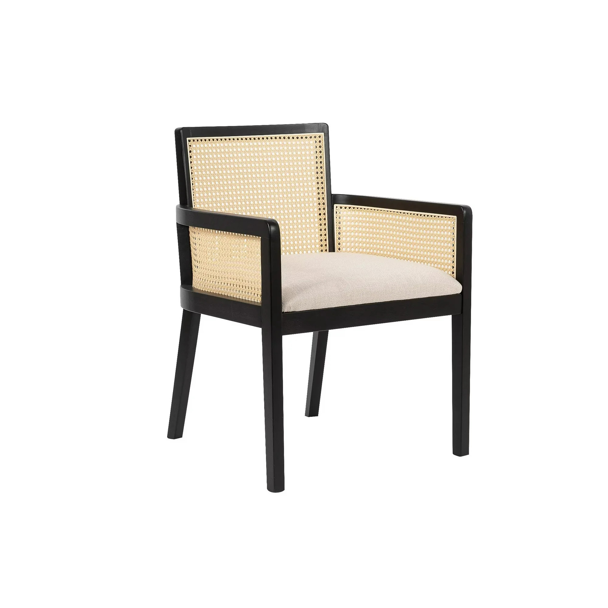 Better Homes & Gardens Springwood Caning Captains Dining Chair 2 Pack, Charcoal Finish | Walmart (US)