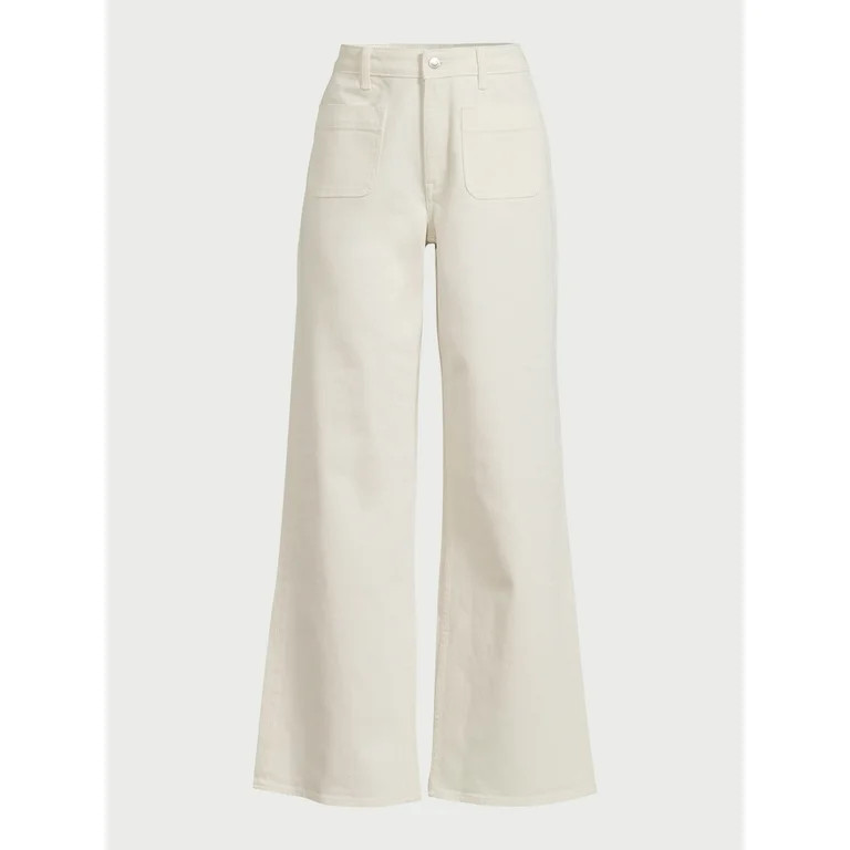 Free Assembly Women’s Patch Pocket Wide Leg Jeans, 30” Inseam | Walmart (US)