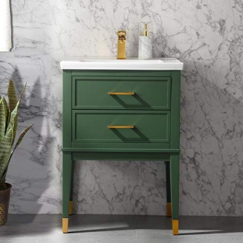 Clara 24" Single Bathroom Vanity with Porcelain Top - Green | Amazon (US)