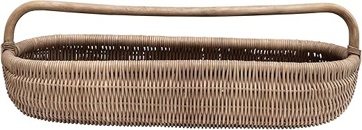 Creative Co-Op Hand-Woven Rattan Basket with Handle, Natural Tray | Amazon (US)