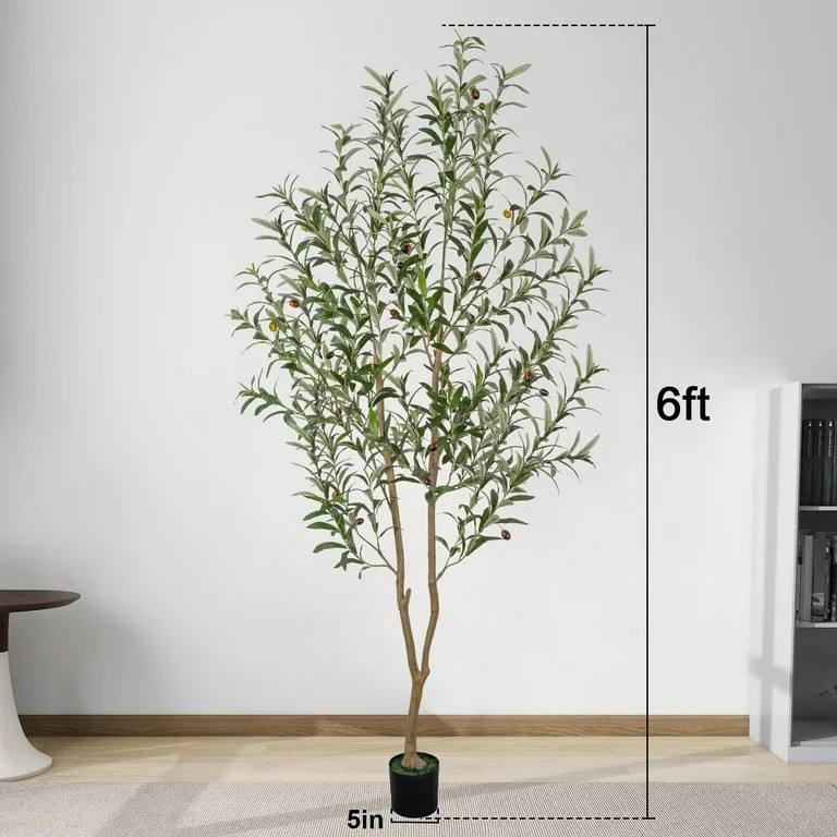 Romswi 6FT Artificial Olive Tree Tall Fake Potted Olive Tree with Lifelike Fruits Faux Olive Tree... | Walmart (US)