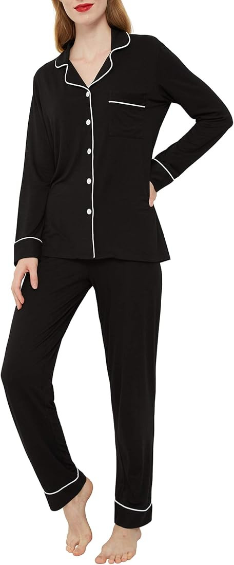 INNERSY Women's Soft Pajamas Set Silky Sleepwear 2 Piece Long Sleeve Party Pjs | Amazon (US)