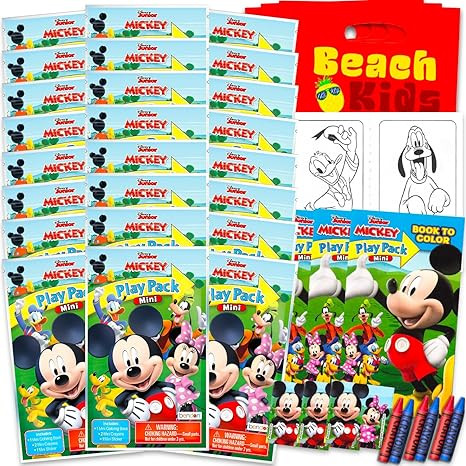 Mickey Mouse Club House Mini Party Favors Set - Bundle with 24 Mickey Play Packs with Coloring Pa... | Amazon (US)